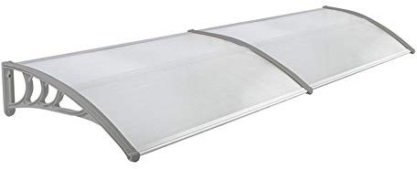 LZQ Auvent de Porte, Auvent fenêtre, Auvent Marquise, Marquise de Porte d'entrée en Polycarbonate Transparent, Porte Résistante Toit Abri Protection Contre La Pluie et UV Gris 300 x 100cm