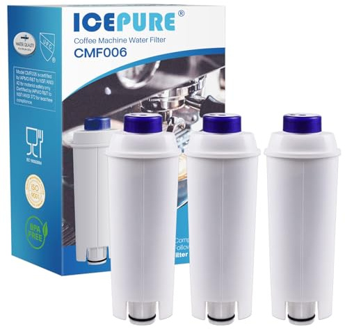 ICEPURE Vattenfilter för Kaffemaskin: Ersättningsfilter för DLSC002, SER3017 & 5513292811. Kompatibel med De Longhi, ECAM, ESAM, ETAM, BCO, EC-serien, 3 stycken.