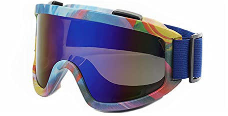 JSSEVN Skibrille Snowboard für Herren und Damen, OTG, Anti-Beschlag-Schneebrille, doppellagig, sphärisch, wind- und sandfest, bunt, polarisierte Sportbrille, winddichter Farbrahmen, blaue Gläser