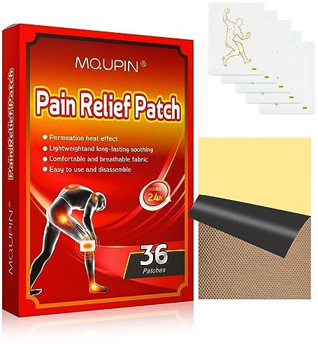 MQUPIN 36 PCS Pain Relief Patch Plaster,Heat Patches Pain Relief Patches for Back Knee Joint Neck Shoulder(4 Bags,9pcs/Box)