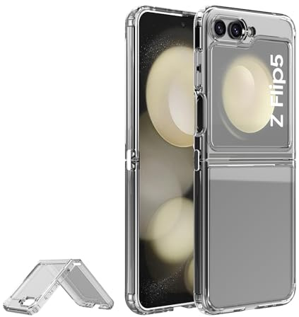 Anoowkoa fodral till Samsung Galaxy Z Flip 5 TPU och transparent PC hybrid hård akryl smalt telefonfodral klar ultrakristall transparent skyddande baksida flexibelt stötdämpande silikonskal