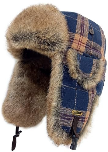 HEYANN Unisex Fliegermütze Herren Uschanka Rib Bomber Aviator Pilot Hut Faux Fellmütze Winter Russische Mütze mit Ohrenklappen Fliegermütze Wintermütze Ohrenschützer