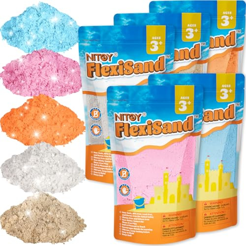 NiToy 5 kg Magic Sand Set 5 colori, sensoriale, giocattolo di sabbia magica, regalo di sabbia magica per bambini, ideale per il gioco di sabbia creativo indoor, dai 3 anni in su