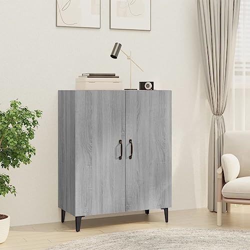 Tino Tech Buffet 70 x 34 x 90 cm Gris Sonoma Armoire d'appoint en bois Petite armoire multi-usage Armoire de cuisine Armoire étroite en matériau dérivé du bois