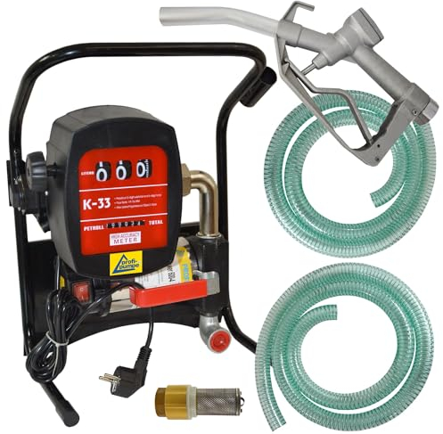 DIESELPUMPE Heizölpumpe Biodiesel-Pumpe SELBSTANSAUGEND Power-600-4 Kraftstoffpumpe 230V Elektro-Dieselpumpe mit Zähler, Flexi-Saug-und Druckschlauch, Aluminium Zapf-Pistole, Zubehör