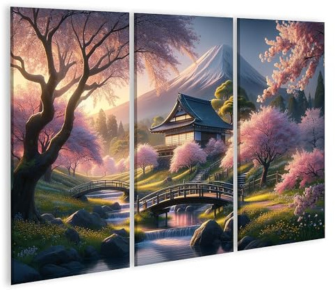 islandburner Tableau sur toile Peinture numérique, Japon à la fleur de cerisier, haute définition, images murales murales affiches