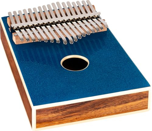Ortega Guitars 17 Zungen C-Dur Akustik-Kalimba/Daumenklavier - Akazie | Percussion Series, inkl. Zubehör, Natur / Blau, OKB4-MBL