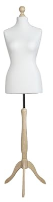 LUSORIA Schneiderpuppe, Schneiderbüste weiblich weiß/helles Holz (XS 34/36)