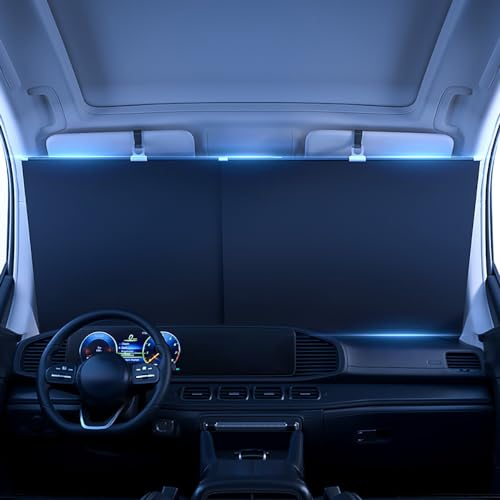 FURREN Auto Sonnenschutz Frontscheibe für VW T5 2015-2020 2021 2022 2023, Gegen UV Strahlen Faltbare Auto Sonnenschutz Vorhänge Frontscheibenabdeckung Auto-Sonnenschirm