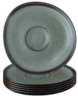 Villeroy & Boch like. by Lave Gris Kaffeeuntertassen 6er Set, 15 cm, Untertassen mit einzigartiger Glasur, Steingut, Grau