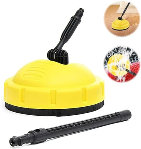 High Pressure Surface Cleaner for Karcher K1 -K7 High pressure Cleaner, Patio Cleaner Attachment, Long Handle Pressure Washer Rotary Brush For Outdoor Patio Cleaner Car Cleaning Tool Yellow