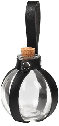 BORFUE Halloween Dark Magic Kork Trank Flasche Runde kugelförmige Glasflasche Zauberer Dunkle Zaubertrank Flasche für Halloween Requisiten (Schwarz)