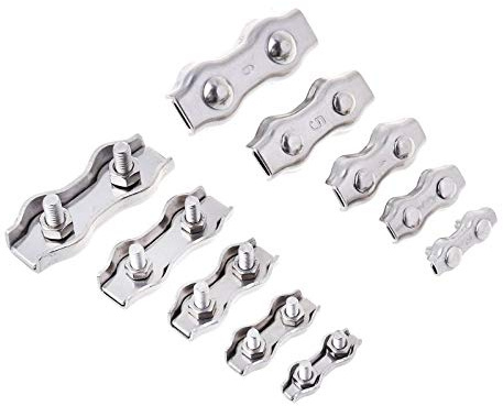 Serre Cable Acier Clips for câbles métalliques en acier inoxydable, 4 pièces, doubles poignées, serre-câbles for fils de 2mm 3mm Serre Cable Inox(Taille:4 inches)