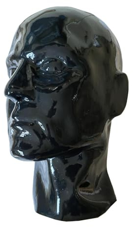 Kangxinsheng Schwarz Latex Kapuzenmasken für Partys Cosplay,DIY Vollgesichtsmaske aus Latex für Männer,Neuartige Gummi Maskenball Club Kostüme