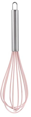 WYLZLKX Manual Silicone Whisk Manual Eggs Beater Durable Kitchen Pastry Tools Cake Baking Utensil Mixer for Baking and Cooking-pink-12 inches