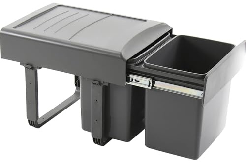 EKOTECH Einbau-Abfallsammler Mega 40 2 x 15 Liter Kunststoff Grau