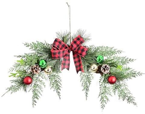 TITA-DONG Guirnaldas Navideñas de 23,6 Pulgadas para Puerta Delantera, Coronas Navideñas en Forma de Lágrima para Escaleras, Guirnaldas Decorativas para Colgar, Adornos Navideños para