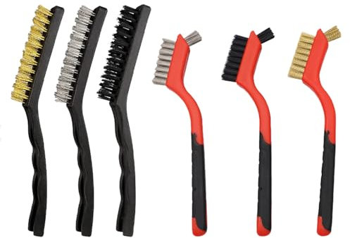 BRIOTA Set di 6 spazzole metalliche, set di spazzole a mano in acciaio inox, spazzola metallica, piccola spazzola metallica in nylon, per rimuovere residui ostinati e ruggine