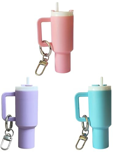 NUJOLI 3Pcs Chapstick Holder Keychain for Stanley Cup Mini Accessories Purse Handbag Backpack Charms Women Girl