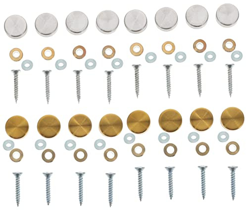 MUCKLILY Lot de 16 de Clous en Acier Inoxydable Épais Anneaux en Cuivre et Cache-vis Décoratifs pour Panneaux Publicitaires et Vitrines Intérieures