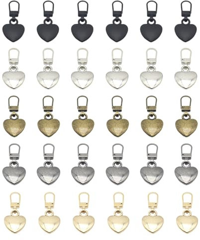 VARKAGE 30 Stück Reißverschluss Zipper Metall Zipper Pull Ersatzteile Reißverschluss Anhänger Abnehmbares Reissverschluss Zipper für Geldbörse Kleider Jeans Kleider Jacken Koffer Gepäck
