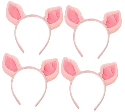 Ipetboom Fascia Per Chioma Orecchie Di Maiale in Peluche Per Cosplay 4 Pezzi, Elastica e Regolabile, Accessorio Per Costumi Bambini Feste Di Carnevale Halloween