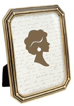 Tone Link. Vintage-Bilderrahmen, 20,3 x 25,4 cm, luxuriöser antiker Bilderrahmen mit Glasfront, Tisch-Wandbehang, Polygon, Gold und Schwarz