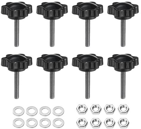 QUARKZMAN 8 Stück Rändelschraube Sterngriffmutter M4 x 20mm Metrisch 304 Edelstahl männliches Gewinde 25mm Rändelmutter 6-Stern Kunststoff Gewindestift Handknöpfe Griffe Daumenschrauben