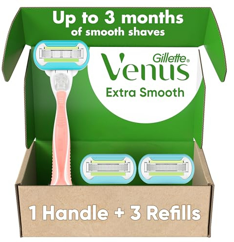 Gillette Venus Extra Smooth Pink Women's Razor Handle + 3 Blade Refills
