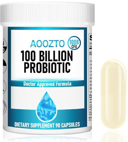 Probióticos 100 mil millones de kbe - 10 cepas + bio-prebióticos para la salud inmune, digestiva e intestinal - Apoya la diarrea, estreñimiento, flatulencia - para mujeres y hombres - 90 cápsulas (90)