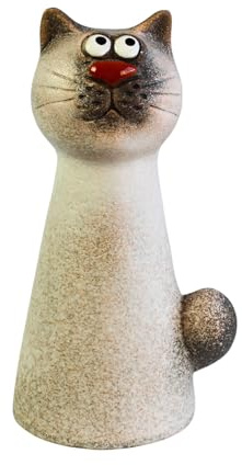 Manufaktur Lichtbogen Zaunhocker Katze aus Keramik Dekofigur Gartenfigur schöne Gartenkeramik Gartendeko