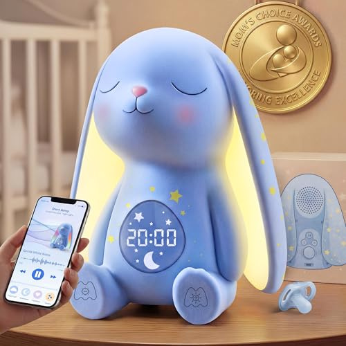 Mewaii Machine à Son pour Bébé avec Lumière Nuit, Détection des Pleurs, 100 Sons Relaxants, Contrôle App, Batterie Longue Durée, Accessoire Essentiel pour Bébé