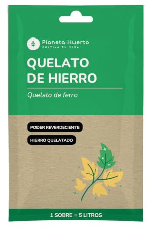 PLANETA HUERTO | Quelato de Hierro Sobre 12,5 g para 5 L – Quelato de hierro Fertilizante Corrector de Carencias de Hierro (Clorosis Férrica) con EDDHA Orto-Orto, Soluble en Agua y de Rápida Absorción