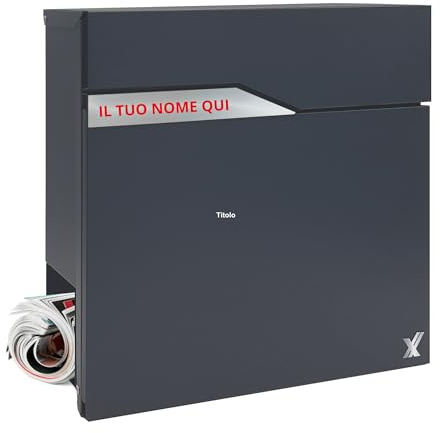 ALUBOX Urania Außenbriefkasten aus Moderner Stahl und verzinktem Blech 37x37x11 cm Briefkasten mit Namensschild und Schloss Einbruchsicherer Briefkasten mit Zeitungsfach (Anthracite)