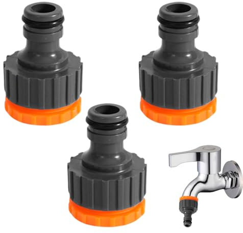 3 Stück Wasserhahn Adapter, Gartenschlauchanschluss Adapter, 1/2 Zoll 3/4 Zoll Kunststoff Schlauchanschluss, 2-in-1 Garten Schraubgewinde Hahnverbinder, für Wasserhahn Schlauch Anschluss (Grau)