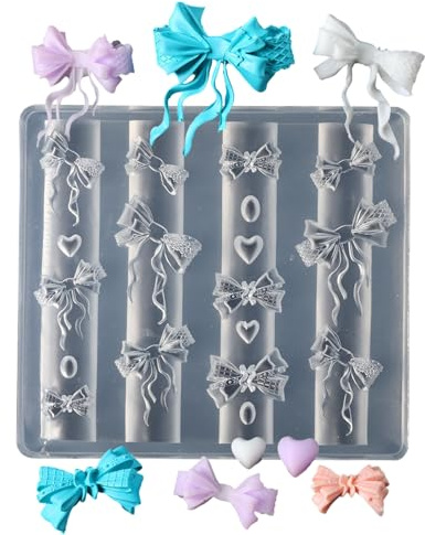 Kustimantu Moule en silicone pour ongles - 3D - Moules à ongles en silicone - Noeud en forme de cœur - Outil de manucure réutilisable - Soins pour femmes et salon à domicile