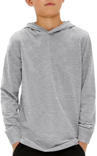 Haloumoning Felpa con cappuccio a maniche lunghe, tinta unita, per bambini, vestibilità normale, basic con cappuccio, 5-14 anni