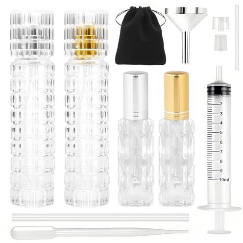 Maxumille 4 Reisen Parfum Flakon Leer 30ml & 8ml mit Umfüllen für Unterwegs