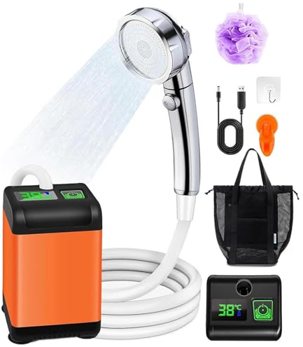ZaiZaiSMao Rinse Kit Portable Shower 7800mAh Rechargeable, Battery Operated Shower 3 Spray Modes Camping Showers for Hiking, Travel, Car Washing, RV, Pet Bath