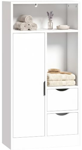 HOMCOM Mueble de Baño Estrecho con 2 Cajones 50x25x100 cm Blanco