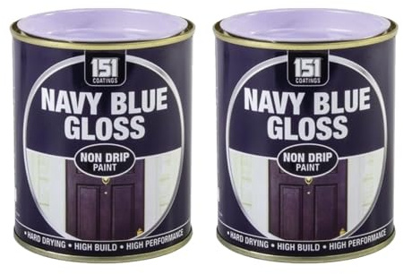 PRICE BEATER Navy Blue Gloss Non-Drip Paint, Hard Drying, Non-Cracking, High Performance, Easy To Use, Vibrant Colour, Ideal Use On Wood, Metal, And Concrete, 300ml (2pcs)