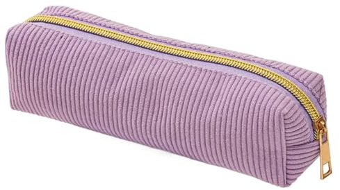 Bolsa de lápices cremallera Bolígrafos gran capacidad pana color sólido