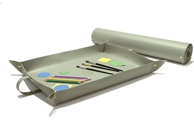 Malunterlage für Kinder 70x45 cm, abwischbare Bastelunterlage Kinder & Schreibtischunterlage Papier aus Kunstleder, Schreibtischauflage für kleine Künstler, 100% Bastelspaß ohne Spuren, Grün