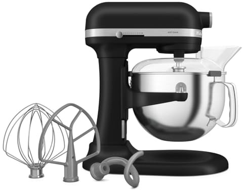 KitchenAid Artisan 5KSM60SPX 5.6L Bowl-Lift Stand Mixer, 11 Speeds & Soft Start, Heavy Duty Full Metal Construction, Kneads 3.7kg Dough, Makes 11 Dozen Cookies, Matte Black