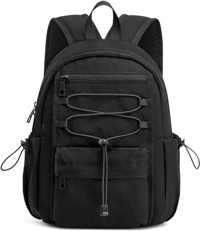 G4Free 10L Small Backpacks Rucksack for Women and Men, Lightweight Backpack for Hiking Travelling Walking, Casual Daypack with Drawstring, Black