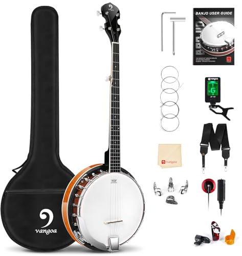 Vangoa 5 String Banjo Remo Head Closed Solid Back with beginner Kit, Tuner, Strap, Pick up, Strings, Picks and Bag