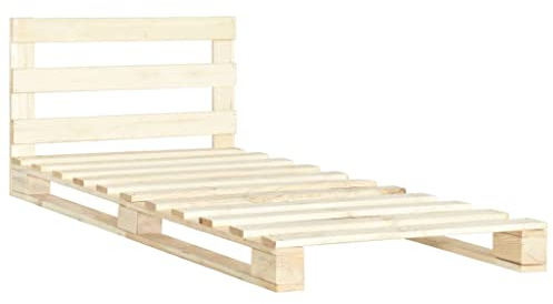 vidaXL Kiefernholz Massiv Palettenbett Palettenmöbel Massivholzbett Bett Holzbett Futonbett Bettgestell Bettrahmen Einzelbett 90x200cm
