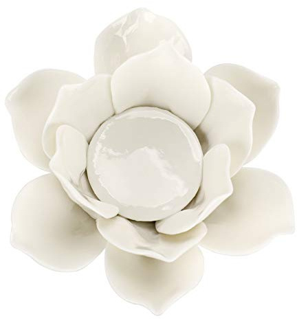 OwnMy 11,4 cm Keramik Lotus Blume Teelichthalter Blütenblätter Kerzenhalter Votivblume Teelicht mit Geschenkbox für Home Decor Hochzeit Party (weiß) | Teelichthalter, Lotusblüten-Design, Keramik, Lotusblüte, Kerzenständer, Kerzenlampe für Heimdekoration, Hochzeit, Party, Weiß