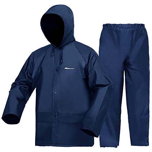 Set giacca e pantaloni da lavoro per uomo/donna, ultra leggero, impermeabile, antivento, con cappuccio, tuta antipioggia, Marina Militare, XL