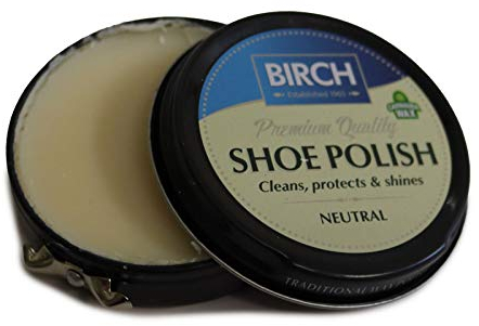 BIRCH Neutral Shoe Polish 50ml – High Shine Wax for Leather Shoes, Boots & Bags – Protects, Restores & Nourishes – Clear Shoe Wax for Smooth Leather – Long-Lasting Shine & Water-Resistant Formula